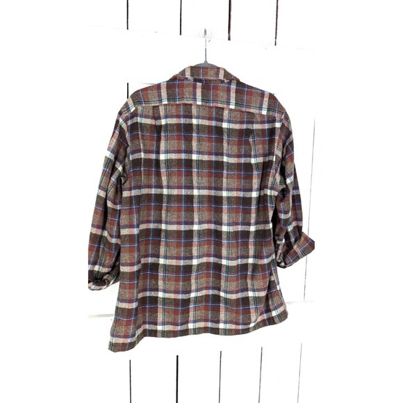 Vintage Pendleton brown checker plaid wool flannel shirt - Picture 5 of 5